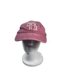 Mama Bear Denim Hat Adjustable Washed Dyed Cotton Baseball Caps. Red. OSFM